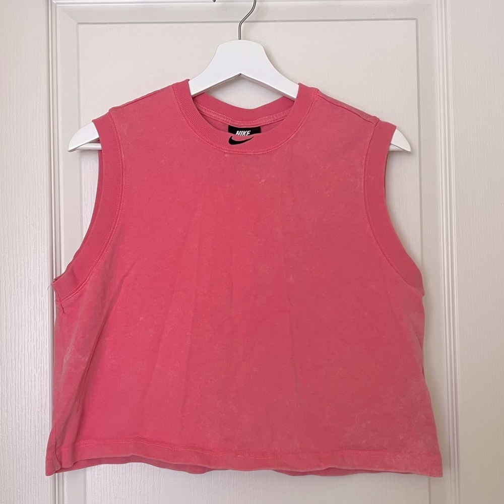 Neon Pink Nike Muscle Crop | L | Acid Dye